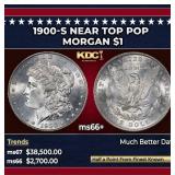 1900-s Morgan Dollar Near Top Pop $1 ms66+ SEGS