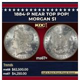 1884-p Morgan Dollar Near Top Pop! $1 ms67+ SEGS