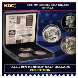 Complete 3 PC. 1971 Kennedy Half Dollar 50c set In