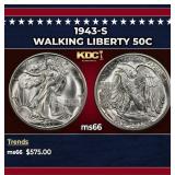 1943-s Walking Liberty Half Dollar 50c Grades ms66