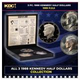 Complete 3 PC. 1988 Kennedy Half Dollar 50c set In
