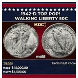 1942-d Walking Liberty Half Dollar TOP POP! 50c ms