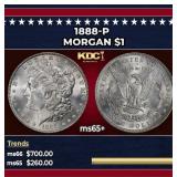 1888-p Morgan Dollar $1 Grades ms65+