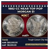 1882-cc Morgan Dollar Near Top Pop $1 ms67+ SEGS