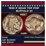 1930-p Buffalo Nickel Near Top Pop 5c ms66+ SEGS