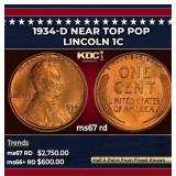 1934-d Lincoln Cent Near Top Pop 1c ms67 rd SEGS