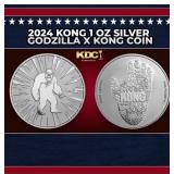 2024 Kong 1 oz Silver Godzilla x Kong Coin Round