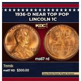 1936-d Lincoln Cent Near Top Pop 1c ms67 rd SEGS