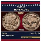 1925-d Buffalo Nickel 5c ms65 SEGS