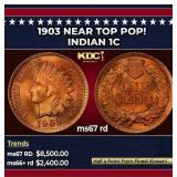 1903 Indian Cent Near Top Pop! 1c ms67 rd SEGS