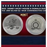 2023  Disney Micky Mouse & Donald Duck 1oz .999 Si