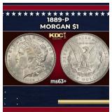 1889-p Morgan Dollar $1 Grades ms63+