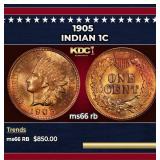 1905 Indian Cent 1c Grades ms66 rb