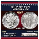 1941-p Mercury Dime TOP POP! 10c ms68+ FSB SEGS