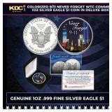 Colorized 9/11 Never Forget WTC Commem 1oz Silver