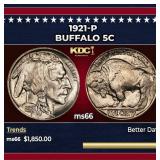 1921-p Buffalo Nickel 5c ms66 SEGS
