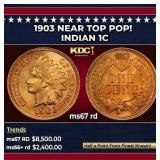 1903 Indian Cent Near Top Pop! 1c ms67 rd SEGS