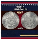 1880-p Morgan Dollar $1 Grades ms63+