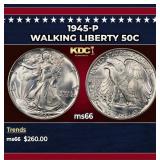 1945-p Walking Liberty Half Dollar 50c Grades ms66