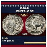 1928-p Buffalo Nickel 5c Grades ms66