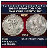 1934-p Walking Liberty Half Dollar Near Top Pop 50