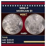 1896-p Morgan Dollar $1 Grades ms65+