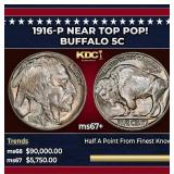 1916-p Buffalo Nickel Near Top Pop! 5c ms67+ SEGS