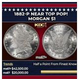 1882-p Morgan Dollar Near Top Pop! $1 ms67+ SEGS