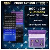 1970-1989 2 Decades Proof Set Run - 110 Coins, 20