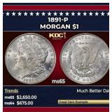 1891-p Morgan Dollar $1 ms65 SEGS