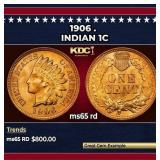 1906 Indian Cent . 1c Grades ms65 rd