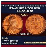 1934-d Lincoln Cent Near Top Pop 1c ms66+ rd SEGS