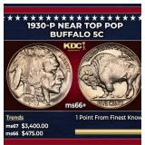 1930-p Buffalo Nickel Near Top Pop 5c ms66+ SEGS