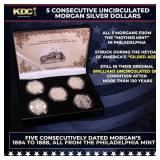5x Coin Consecutive MORGAN Set 1884-1888-p ALL UNC