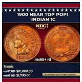 1900 Indian Cent Near Top Pop! 1c ms66+ rd SEGS
