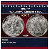 1917-p Walking Liberty Half Dollar 50c ms66 SEGS