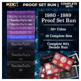 1980-1989 Full Decade Proof Set Run - 53 Coins, 10