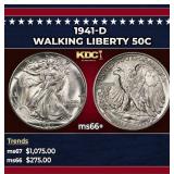 1941-d Walking Liberty Half Dollar 50c ms66+ SEGS