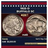 1925-d Buffalo Nickel 5c ms65 SEGS