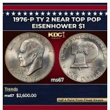 1976-p Ty 2 Eisenhower Dollar Near Top Pop $1 ms67