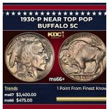 1930-p Buffalo Nickel Near Top Pop 5c ms66+ SEGS