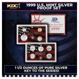 1999 United States Silver Proof Set about 1 1/2 ou