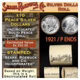 Uncirculated Peace Dollar 10 Coin Roll SEARS 1921/