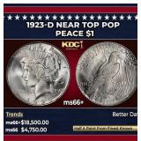 1923-d Peace Dollar Near Top Pop $1 ms66+ SEGS