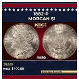 1882-p Morgan Dollar $1 Grades ms65