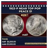 1923-p Peace Dollar Near Top Pop $1 ms67 SEGS