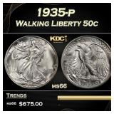 1935-p Walking Liberty Half Dollar 50c Grades ms66