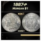 1887-p Morgan Dollar $1 Grades ms62+