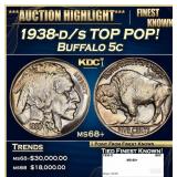 1938-d/s Buffalo Nickel TOP POP! 5c ms68+ SEGS
