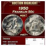 1950 Proof Franklin Half Dollar 50c pr67+ SEGS